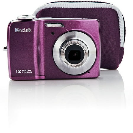 Kodak Easyshare C182 Plum 12MP Digital Camera Bundle with 3x Optical Zoom, 3" LCD Screen, Case