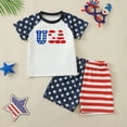 thumbnail image 2 of alcepopk Toddler Boy 4th of July Outfit Short Sleeve T-shirt Top+American Flag Shorts Boy Independence Day Clothes(Blue,2-4 Years), 2 of 7