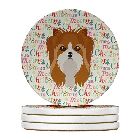 

Yorkshire Terrier Merry Christmas Large Sandstone Coasters Pack of 4 4 in x 4 in