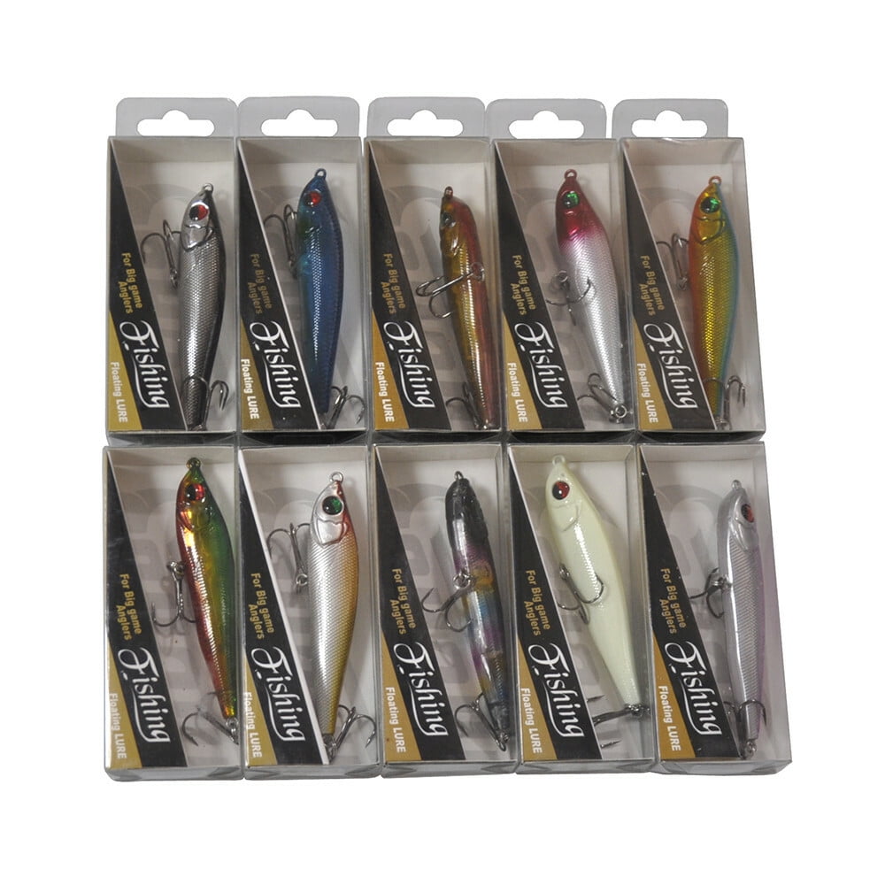 Pack of 40pcs Hard Fishing Lures Crankbaits Popper Minnow Pencil Bass With Box