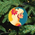 thumbnail image 5 of Blonde Girl Christmas Ornament Beautiful Girl Customized Round Ceramic Ornament Xmas Tree Decorations Flat Circle Ceramic Ornament Gifts Keepsake for Family, 5 of 5