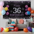 thumbnail image 3 of Happy 36th Birthday Banner, Purple Happy 36th Birthday Party Decorations for Girls, 36 Year Old Birthday Supplies Backdrop Décor, 5.9 X 3.8 Fts, 3 of 10
