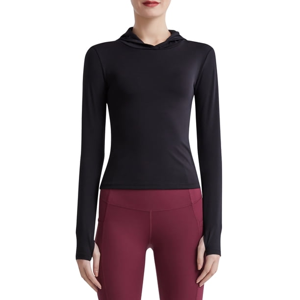 Sudadera con capucha deportiva para mujer con orificios para el pulgar Camisa de manga larga ajustad Abanopi Sudadera con capucha de mujer