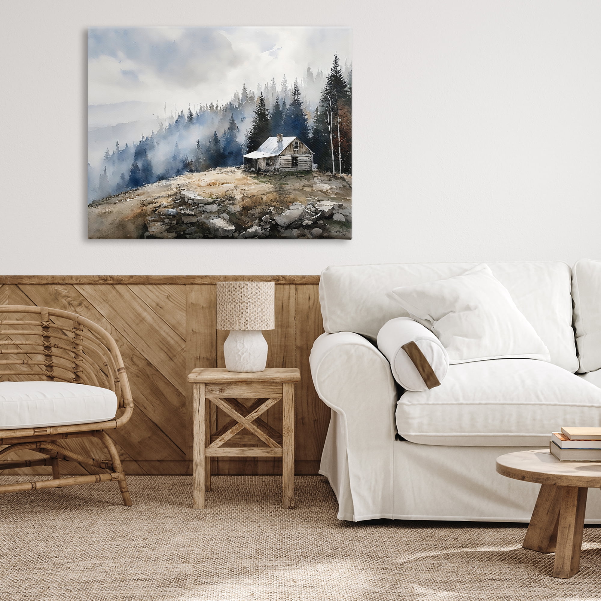 Stupell Industries Misty Cabin on Ridge Canvas Wall Art, design by Franklyn Gregory