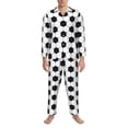 thumbnail image 3 of Vsdgher Soccer Ball Mens Pajama Set, Soft Warm Long Sleeve Sleepwear, Cozy Button-Down Pjs for Men-Large, 3 of 7