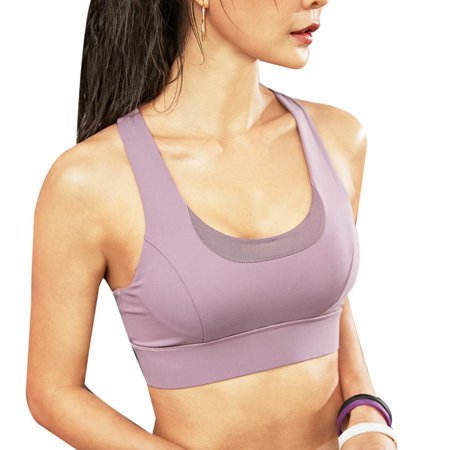 

Shockproof Gather Fitness Sports Underwear Ladies High-Intensity Running Vest Yoga Beauty Back Bra Purple S
