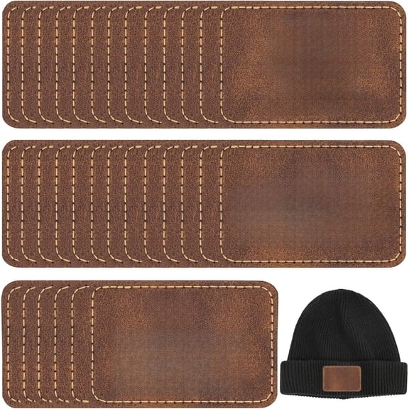 50pcs Leather Patches for Hats Leatherette Hat Patches Blank Leather Iron on Patch for Hats Men