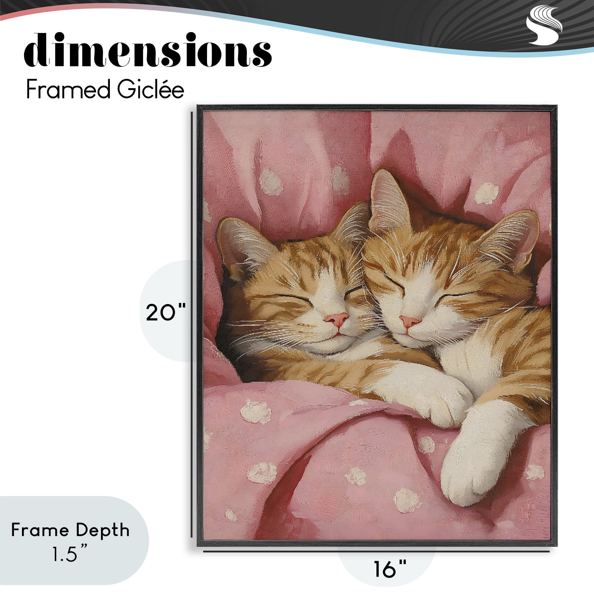 Stupell Industries Sleeping Orange Cats Embrace Black Framed Giclee Art, design by The Prints Vibe