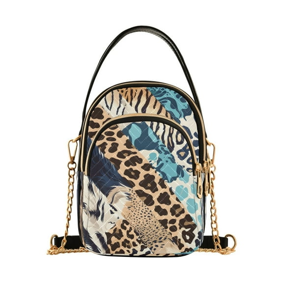 ALAZA Chain Crossbody Bags for Women Leopard Print Shoulder Handbag Phone Purse