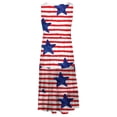 thumbnail image 5 of ibuvkizy Sundresses for Women 2024 Clearance! 4th of July Dress Women Casual Patriotic Midi Dress Red White and Blue Pattern Crewneck Dresses Sleeveless Breathable Tunic Dress Red M, 5 of 5