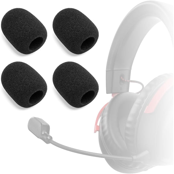 4 Pcs Mic Cover Compatible with Kingston HyperX Cloud III, Cloud 3 Gaming Headset, High-Density Replacement Foam Microphone Windscreen