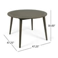 thumbnail image 5 of Noble House Stamford 47.25" Round Wooden Patio Dining Table in Gray, 5 of 6