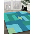 thumbnail image 3 of Ahgly Company Machine Washable Indoor Rectangle Transitional Bright Turquoise Blue Area Rugs, 4' x 6', 3 of 7