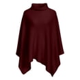 thumbnail image 3 of Women's Dolman Sleeve Poncho Top Crochet Knitted Loose Fit Pullover Sweater Fashion Women's Sweater (Red L), 3 of 6