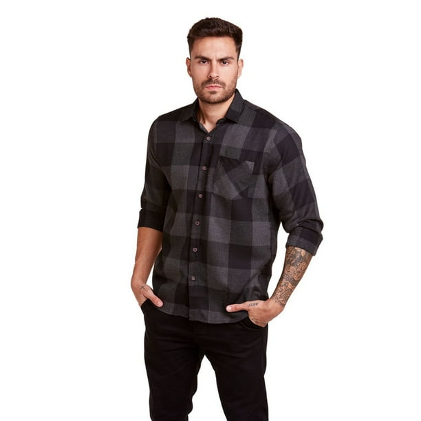 Camisa a cuadros para hombre de talla grande de franela de manga larga PMG GG G1 G2 G3 G4 Deng Xun unisex Walmart en linea