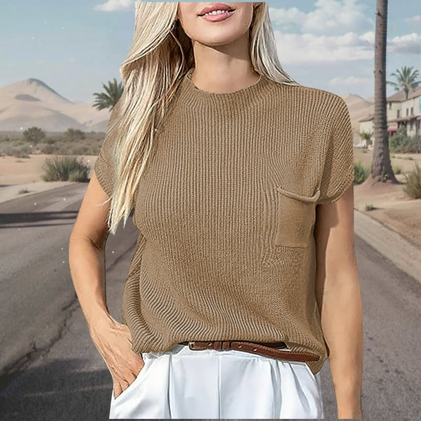 Suéter sin mangas para mujer, prenda exterior de punto sin mangas, suéter de punto de color liso, suéter para mujer