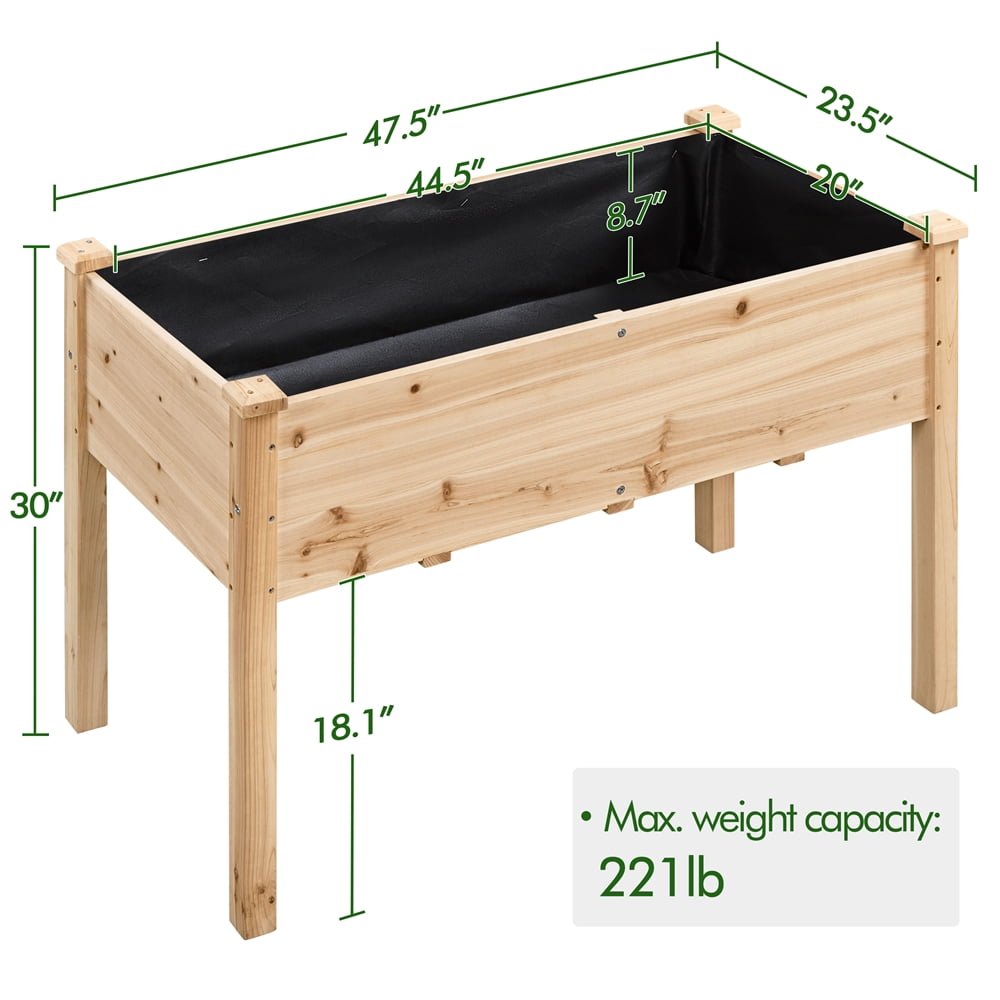 Yaheetech Rectangle Fir Wood Raised Garden Bed Planters, Wood