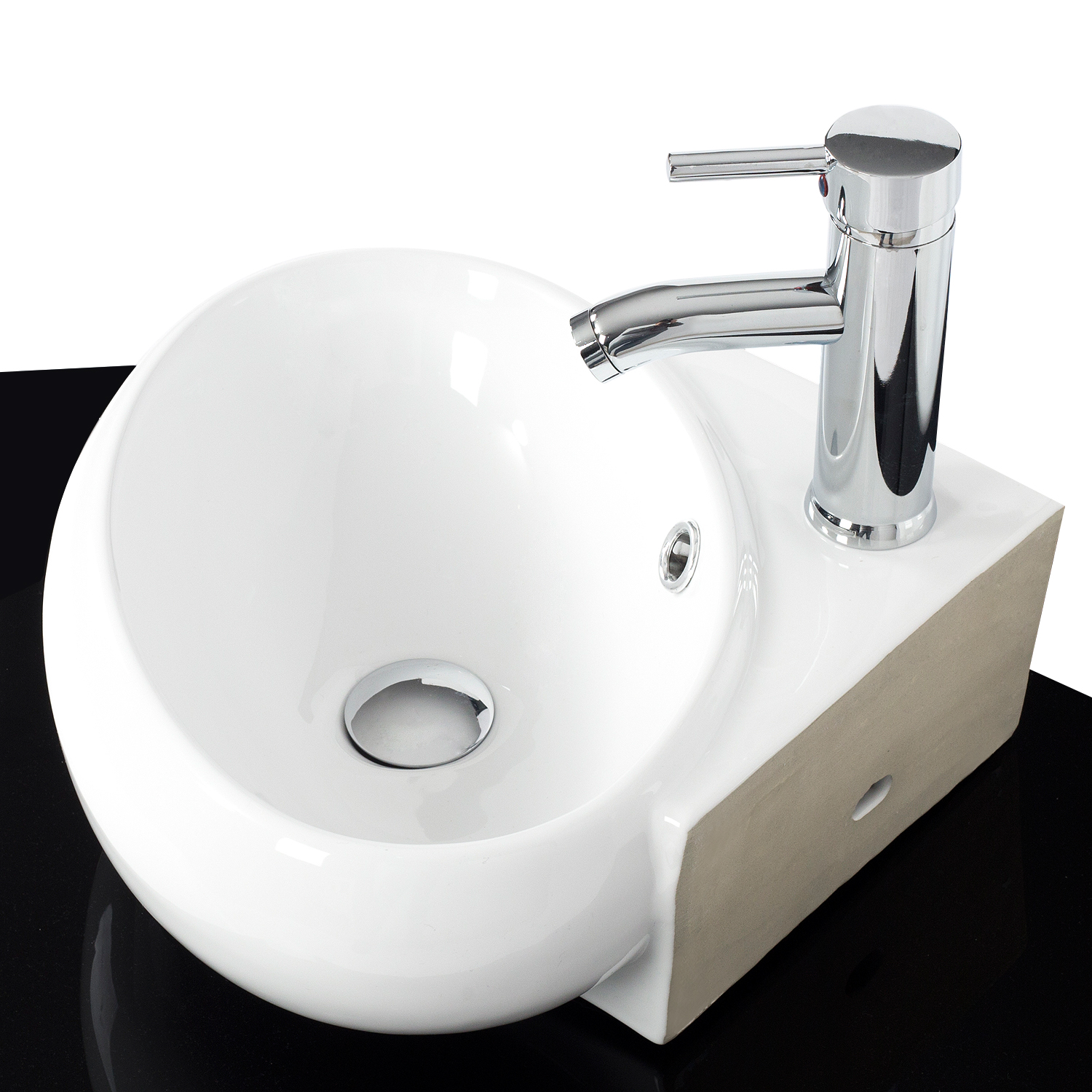 Buy FULLWATT Bathroom Corner Ceramic Vessel Sink with Overflow Wall