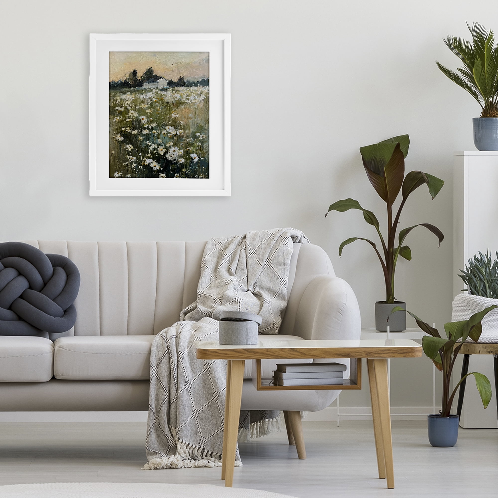 Stupell Industries Expressive Endless Daisies White Framed Print Under Glass, design by Svetlana Aleynikova