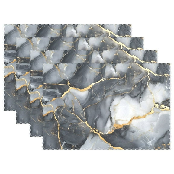 Ryvnso Placemats Set of 4 Grey Marble Dining Mats Heat-Resistant Non-Slip Washable Table Mat