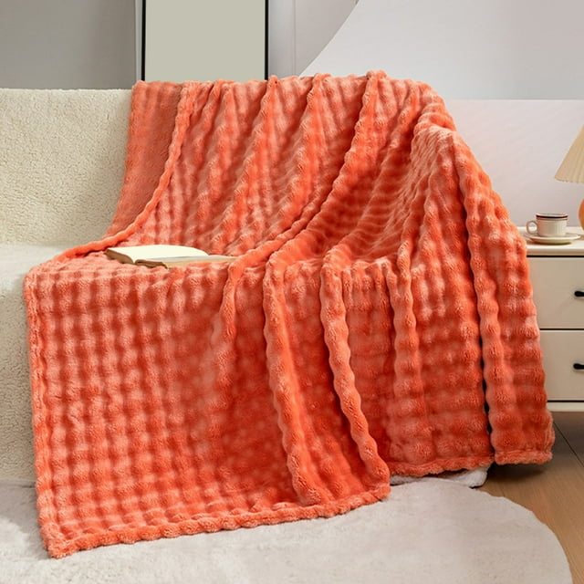 Xihbxyly Manta de Vellón Suave, Manta de Tela Gruesa y Acogedora, Elegante Funda de Cama a Rayas, Cálida Tela de Poliéster, Perfecta para Dormir La Siesta o Relajarse, Ideal para La Decoración Del Ho