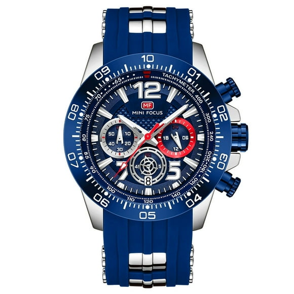 MINI FOCUS Montre de Sport pour Homme Étanche Montre-Bracelet à Quartz Horloge avec Bracelet en Silicone Lumineux