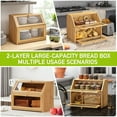 thumbnail image 4 of Farmhouse Bread Box for Kitchen Countertop Bread box Double Layer Bamboo Wooden Extra Large Capacity Bin Kitchen Food Storage Container, 4 of 8
