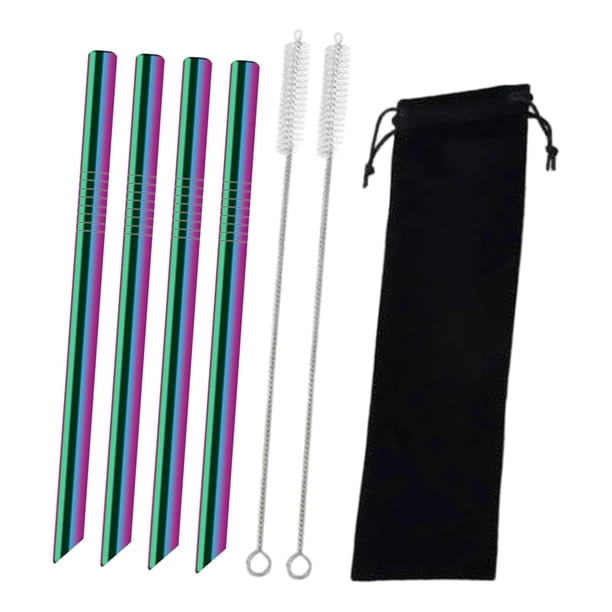 4 pajitas reutilizables de acero inoxidable para té de burbujas, reutilizables para viajes Colorido
