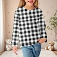 thumbnail image 2 of Gelikeya Girls Long Sleeve T Shirts Round Neck Plaid Shirt Basic Casual Loose Tunic Tops Soft Comfortable Kids Clothing White 3-4 Years, 2 of 6
