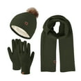 thumbnail image 3 of Glisme Wool Knitted Warm Gloves Hat Scarf 3 Piece Winter Windproof Plus Velvet Knitted Hat 3 Piece Set For Outdoor Cycling Army Green, 3 of 4