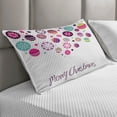 thumbnail image 2 of Christmas Quilted Pillowcover, Colorful Graphic Baubles Retro Snowflake Ornaments Celebration Hand Writing, Standard King Size Accent Pillow Cover for Bedroom, 36" x 20", Multicolor, by Ambesonne, 2 of 2