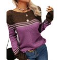 thumbnail image 1 of MKLEKYY Sweaters for Dogs Women's Casual Crew Neck Matching Striped Pullover Sweater, 1 of 5