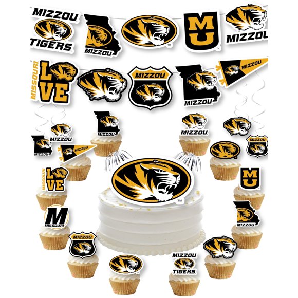 Suministros De Fiesta De Missouri Para Regalo De Cumpleaños De Fútbol, Pancarta Y Decoración Para Tartas (42 Piezas) (Mizzou Tigers)