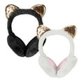 thumbnail image 3 of BadPiggies 2-Pack Winter Earmuffs Foldable Fluffy Cute Cat Ear Warmer Glitter Ear Muffs for Women and Girls, 3 of 9