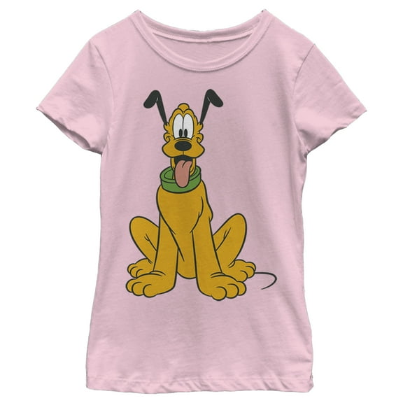 Girl's Mickey & Friends Pluto Perked Dog Ears Graphic Tee Light Pink X Large