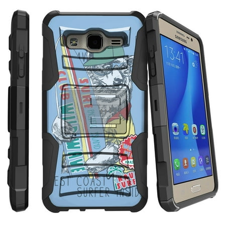 Speed Demons Tiger - Samsung Galaxy On5 G550 Miniturtle® Clip Armor Dual Layer Case Rugged Exterior with Built in Kickstand + Holster - West Coast Surfing Bear
