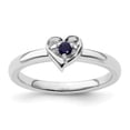 thumbnail image 5 of Auriga Fine Jewelry 925 Sterling Silver Created Sapphire Heart Ring Size 5for Women, 5 of 6