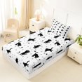 thumbnail image 2 of Manfei Kawaii Kitten Twin Fitted Sheet, Cute Cartoon Animal Bedding, Black White, 2 Pieces, 1 Fitted Sheet and 1 Pillowcase, 2 of 6