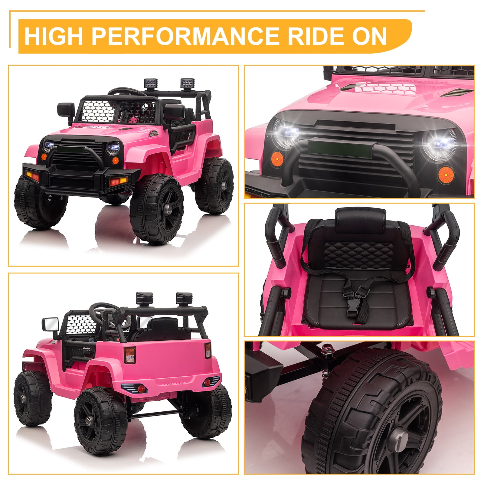 CIPACHO 12V Kids Battery-Powered Ride-On Truck Car for Boys Girls Ages 3-5 Years, Pink CIPACHO 12V Kids Battery-Powered Ride-On Truck Car for Boys Girls Ages 3-5 Years, Pink