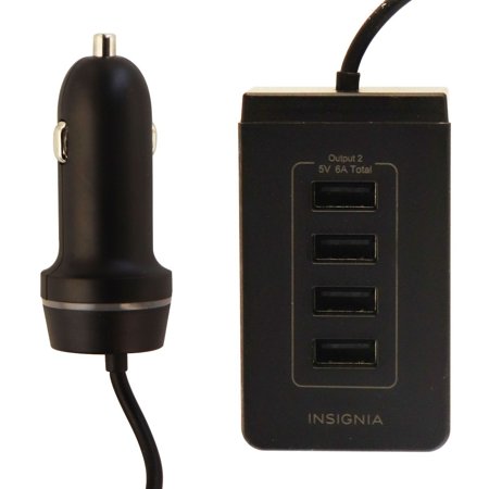 Insignia 5-Port USB Car Charger Dock with Powerful 8-Amp/40-Watt Output - Black