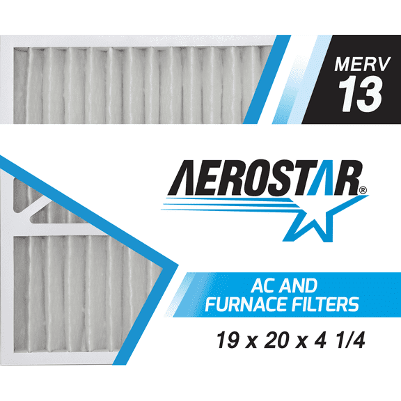 Aerostar 19 x 20 x 4 1/4 MERV 13 Pleated Air Filter, AC Furnace Air Filter, 2 Pack