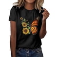 thumbnail image 3 of Trendfront Womens Butterfly Graphic Print Tee Fashion Summer Short Sleeve T Shirts Crewneck Casual Artistic Nature Style Trendy Tops, 3 of 5