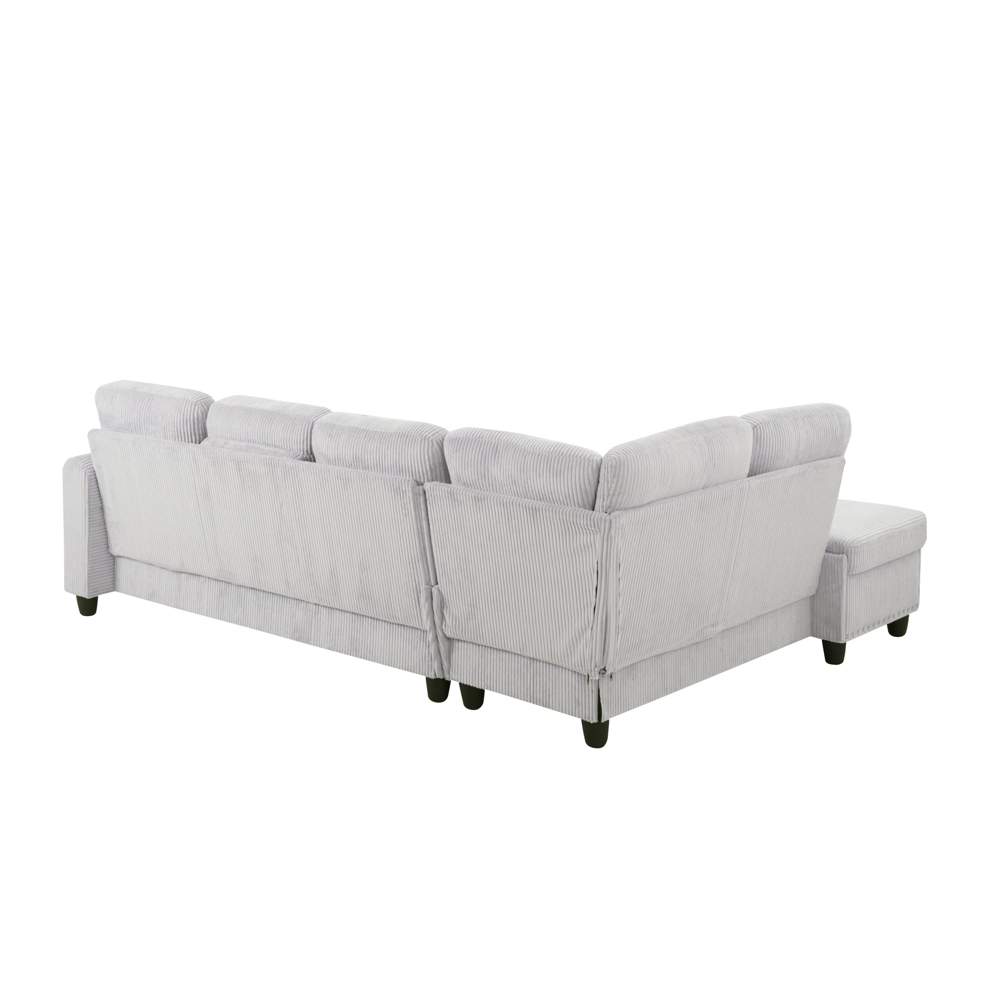 Gewnee 94.49” L-Shaped Modular Sectional Sofa with Nail Head-Design, with Storage Ottoman& 3 Headrests & 2 Built-in Cup Holders, Suitable for Living Rooms, Offices and Reception Rooms.Light Grey