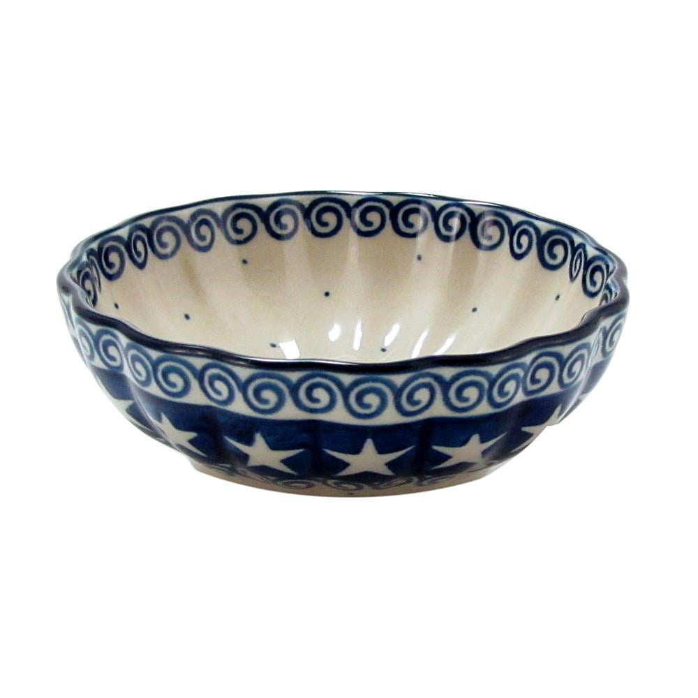 Polish Pottery 4.5'' Fluted Dessert Dish Handmade Boleslawiec StoNeware Patriot 023-ptrt by Polish Pottery Ceramika