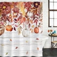 thumbnail image 2 of Fall Eucalyptus Brown Shower Curtain, Waterproof Shower Curtains for Bathroom, Thanksgiving Pumpkin Autumn Wood Grain Washable Fabric Bathtub Curtain Set Bath Decor with 12 Hooks 48"x72", 2 of 8