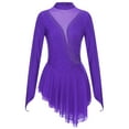 thumbnail image 3 of CHICTRY Womens Rhinestone Ballet Dance Dress Gymnastics Leotard Long Sleeve Mesh Splice Figure Skating Dress Purple XXL, 3 of 7
