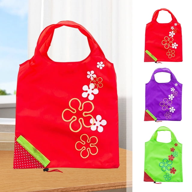 Bolsa de la compra reutilizable de fresa Bolsa grande - Bolsa de la compra portátil plegable, poliéster impermeable, plástico rojo verde, bolso de viaje ligero y ecológico