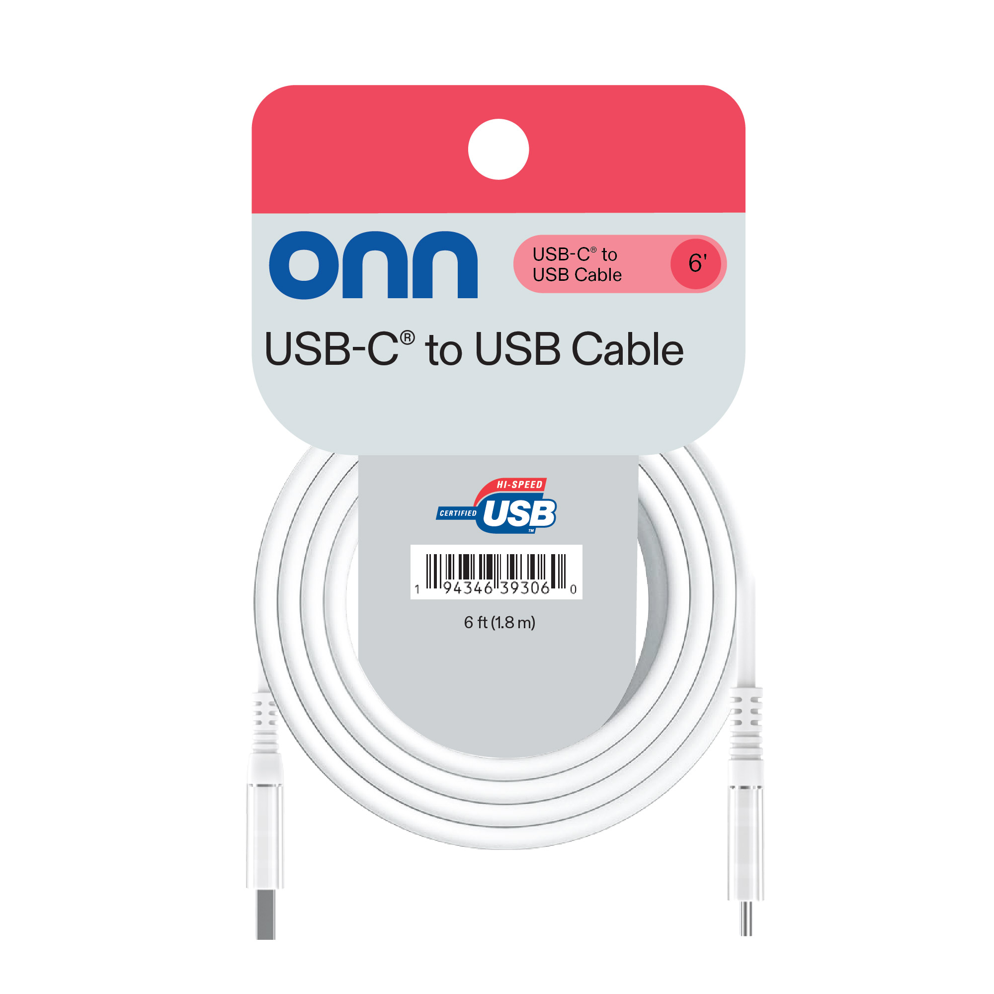 Cable de carga USB-C a USB-A de 6 pies, certificado USB-IF, blanco - compatible con iPhone 16, iPhone 15, Samsung Galaxy, Note, Pixel, iPad Pro y más 6