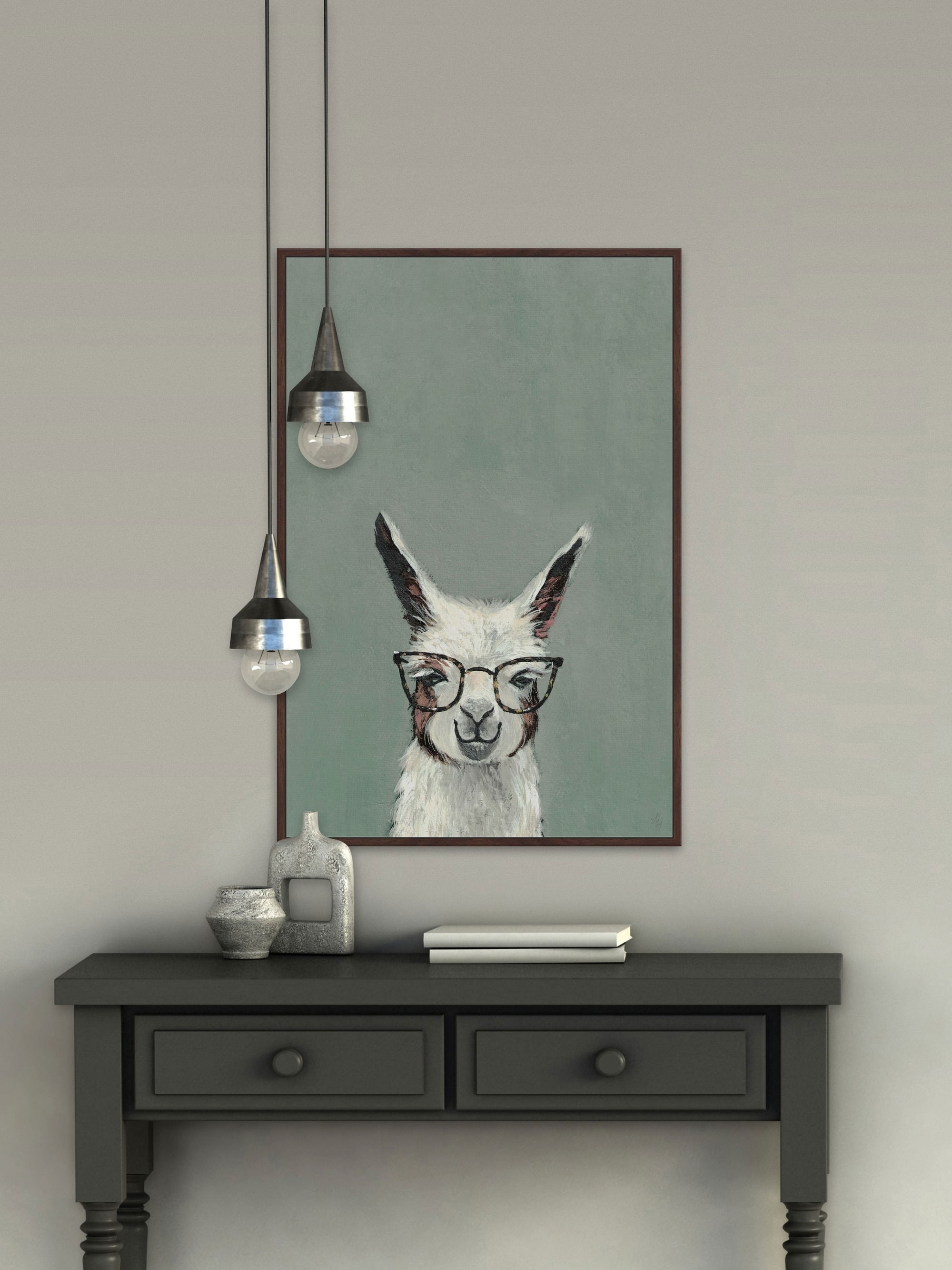 Jolly Llama II Floater Framed Painting Print on Canvas