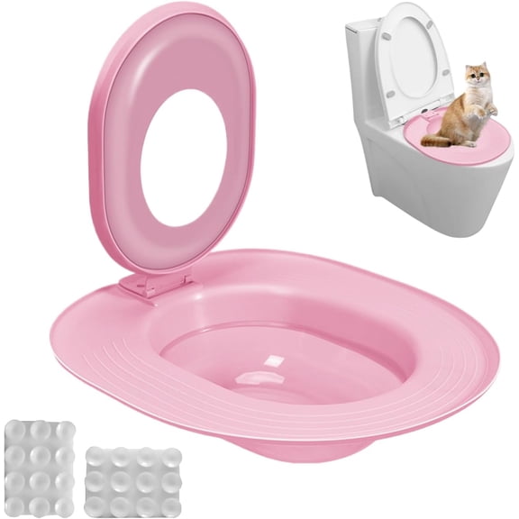 Cat Toilet Training Kit, Reusable Litter Box Trainer for Cats, Portable Toilet Seat Training System for Easy Transition from Litter Box to Toilet(DSF)